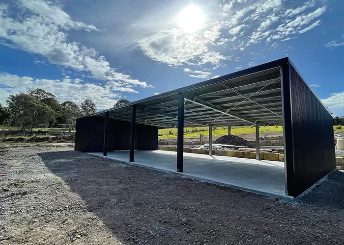 black shed with open sides